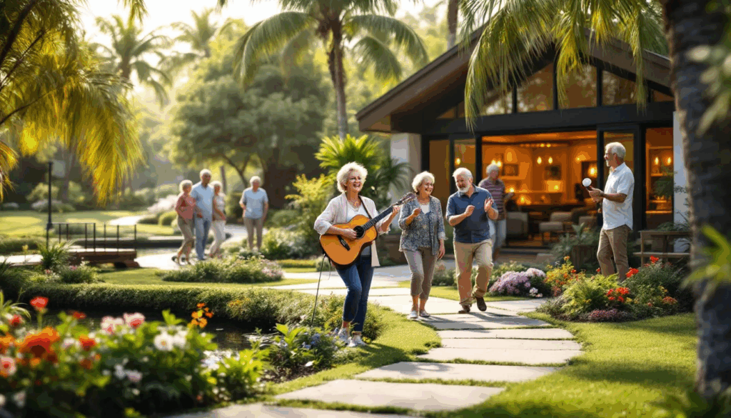 A supportive community environment for retirees adjusting to new living arrangements.