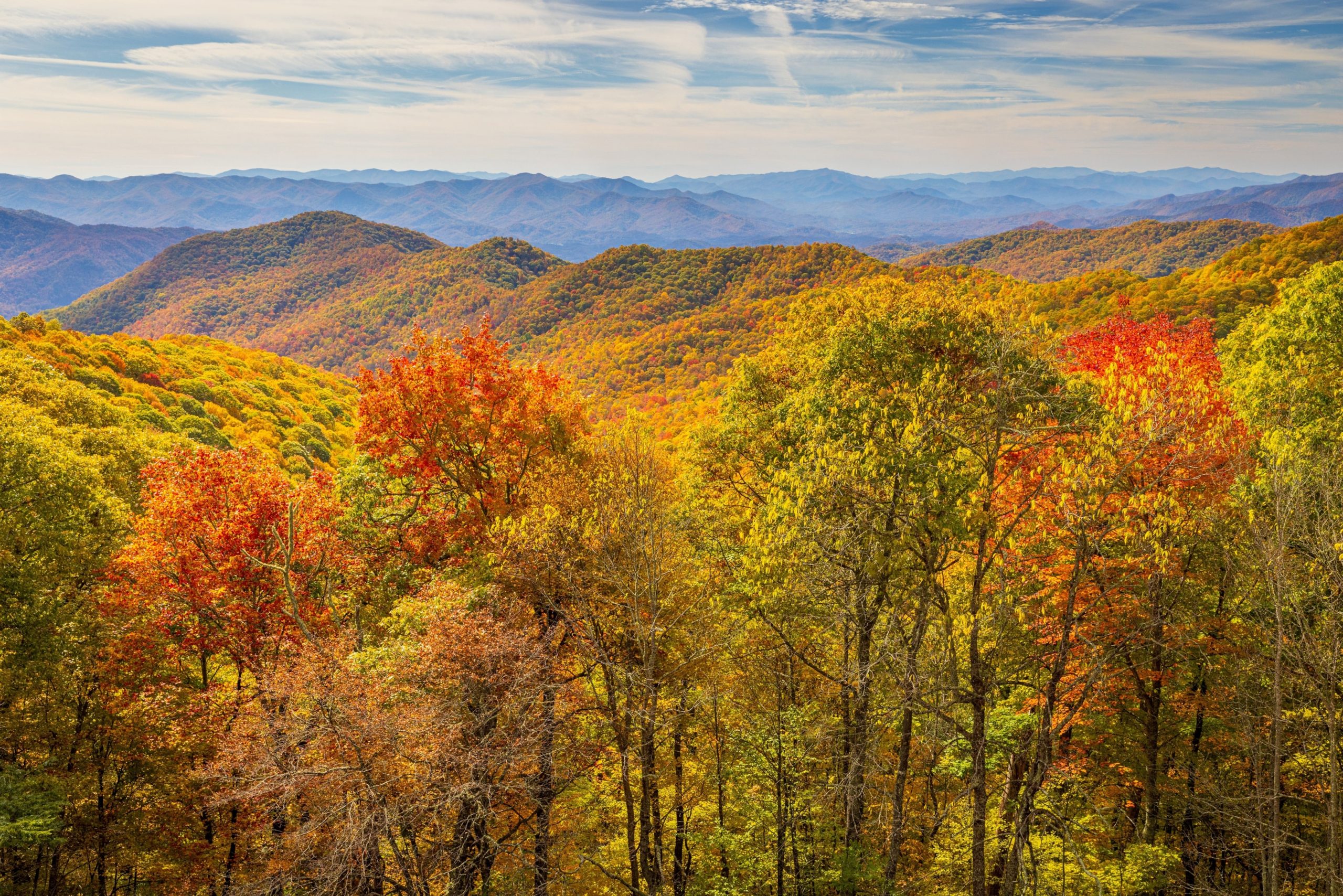 The mountains of Western North Carolina during the fall season